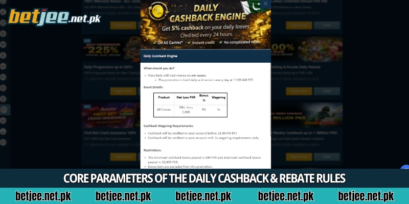 Core parameters of the Daily Cashback & Rebate Rules