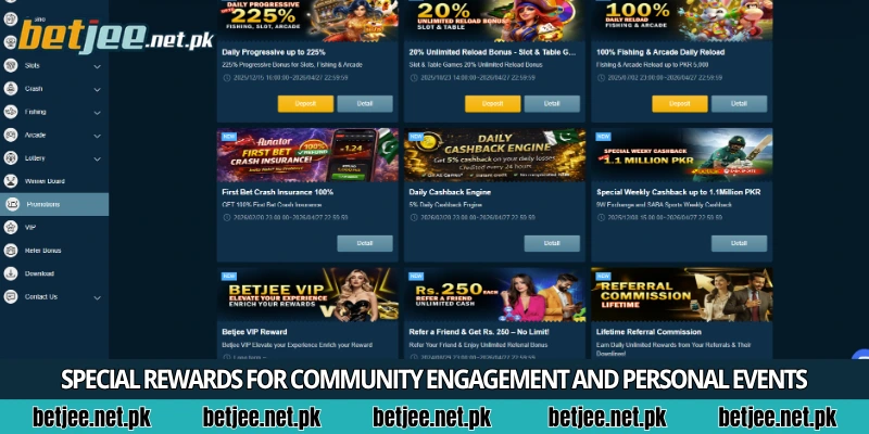 Special rewards for community engagement and personal events