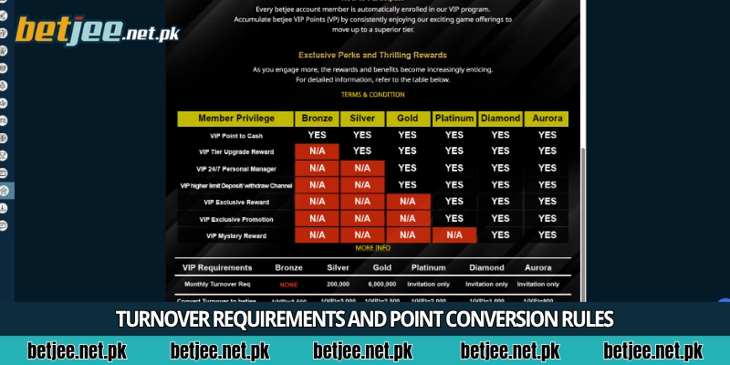 Turnover requirements and point conversion rules