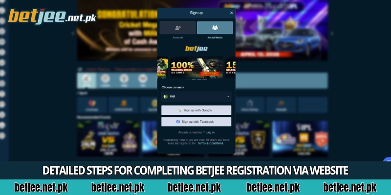 Detailed steps for completing Betjee registration via website